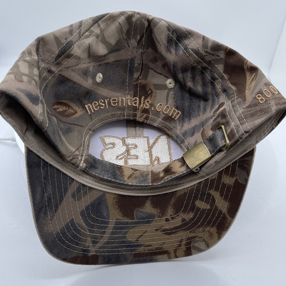 NES Rentals Camouflage Hat Tan Faux Suede Brim Adjustable Gear Up Promo Cap - Picture 13 of 13